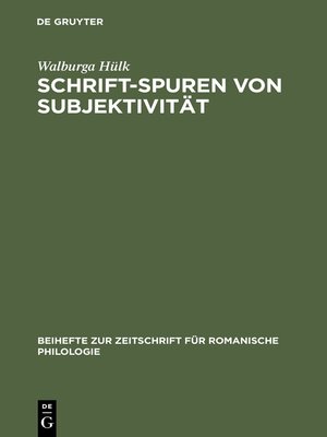 cover image of Schrift-Spuren von Subjektivität